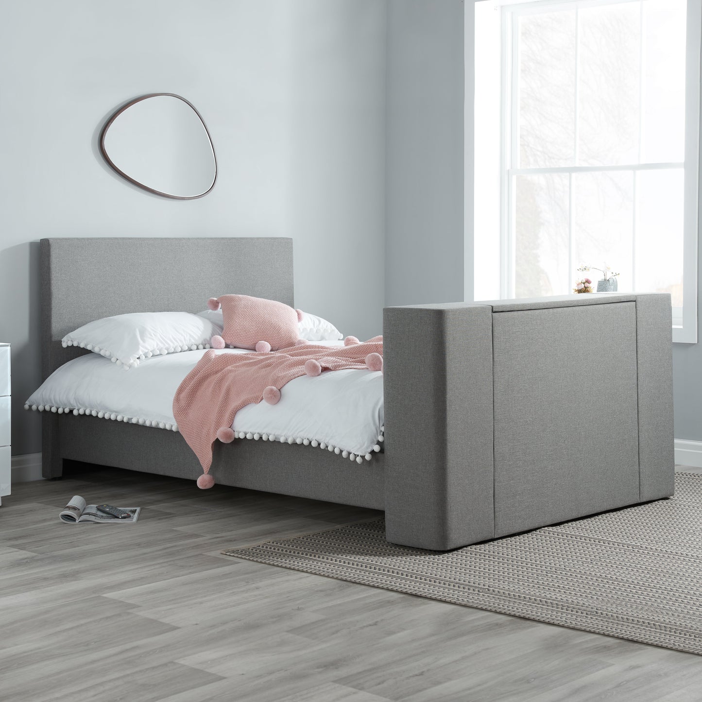 Plaza Grey Double TV Bed