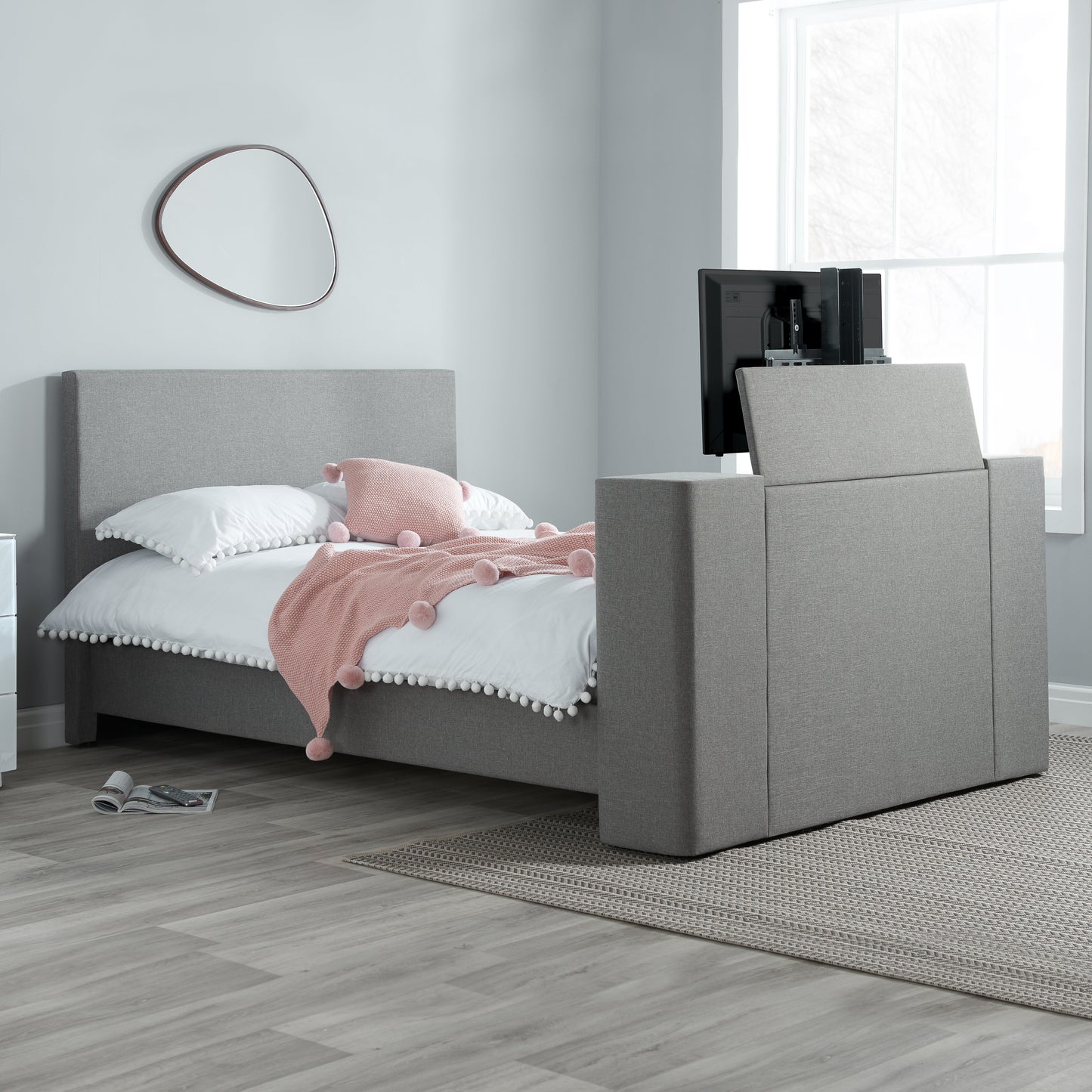 Plaza Grey Double TV Bed