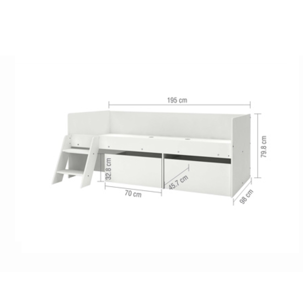 Poppy White Cabin Bed + Sleep Happy Air Single Mattress