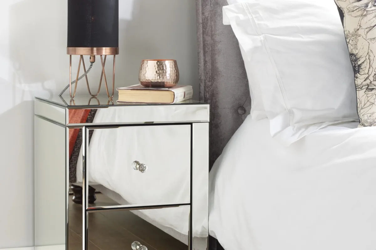 Seville Mirrored 2 Drawer Bedside