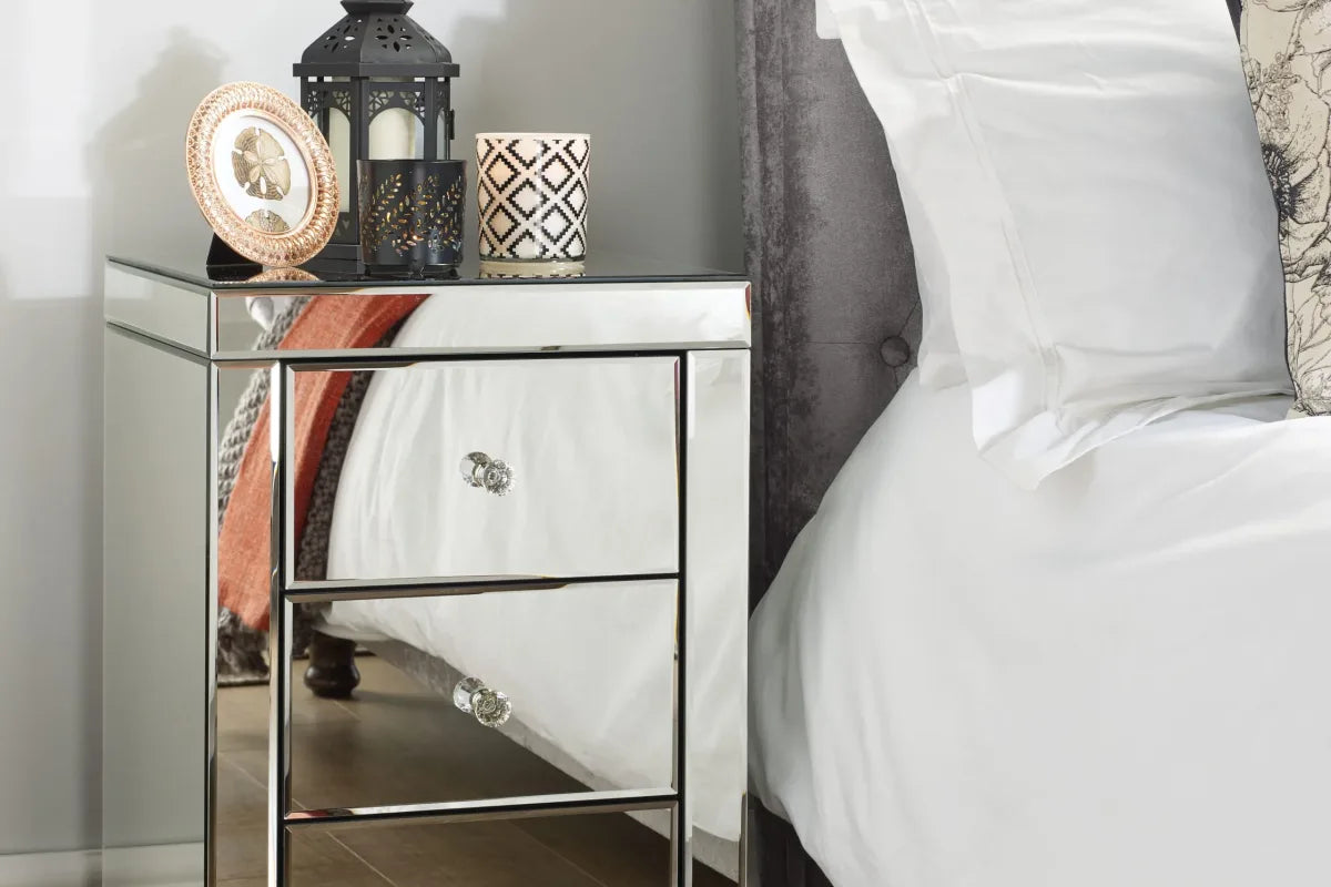 Seville Mirrored 3 Drawer Bedside