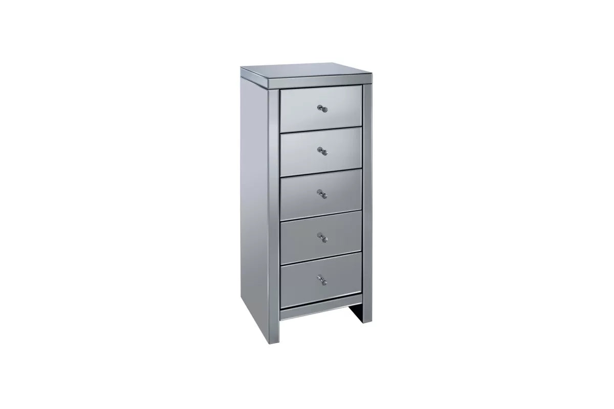 Seville Mirrored 5 Drawer Narrow Chest