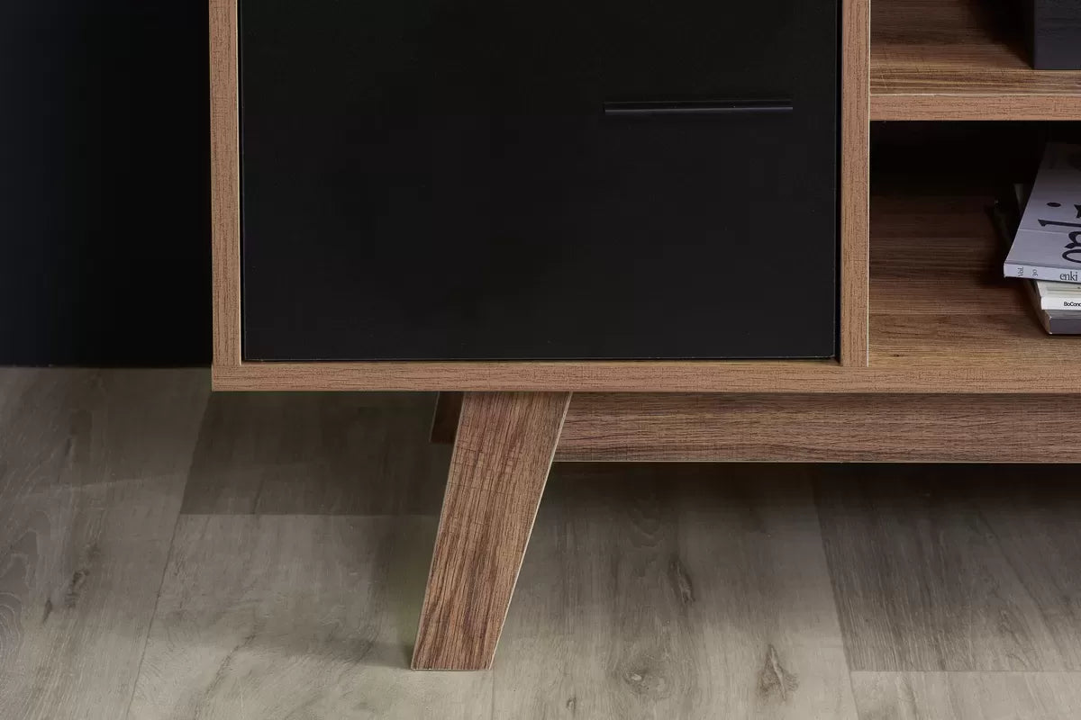 Shard Walnut & Black TV Unit