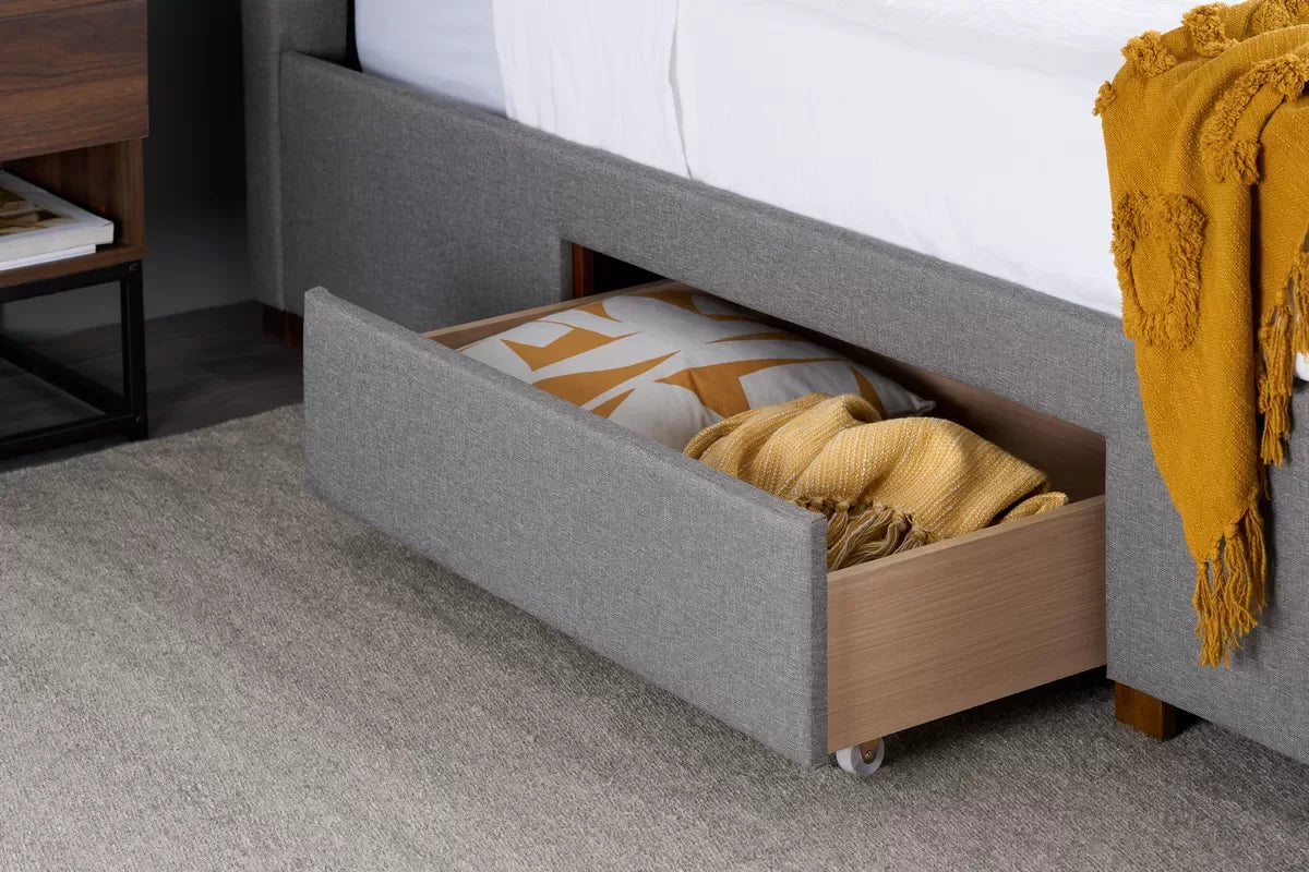 Shelby Grey Storage Double Bed + Heaven Double Mattress