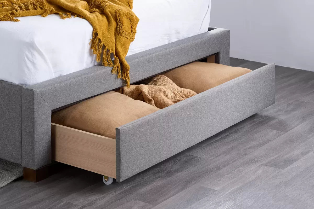 Shelby Grey Storage Double Bed + Heaven Double Mattress