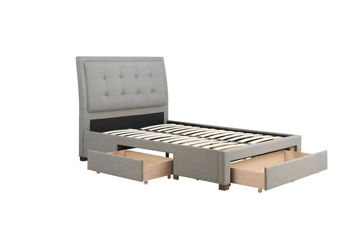Shelby Grey Storage Double Bed + Heaven Double Mattress