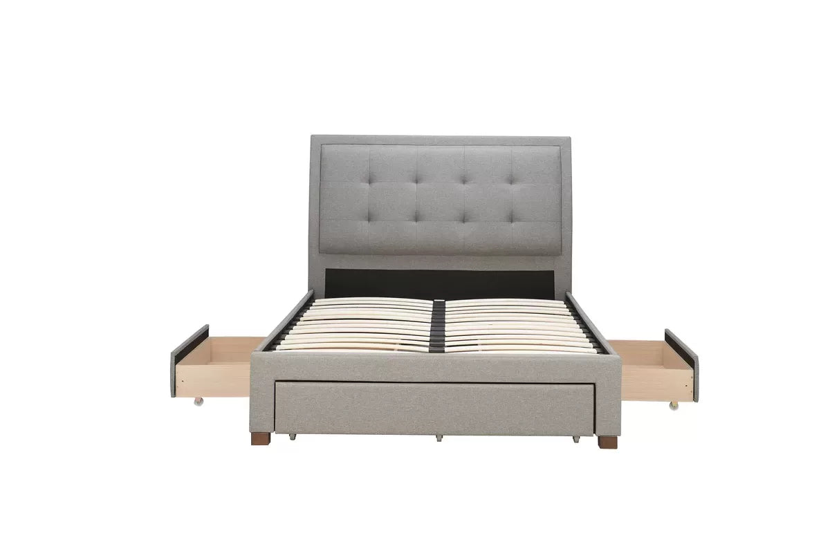 Shelby Grey Storage Double Bed + Heaven Double Mattress