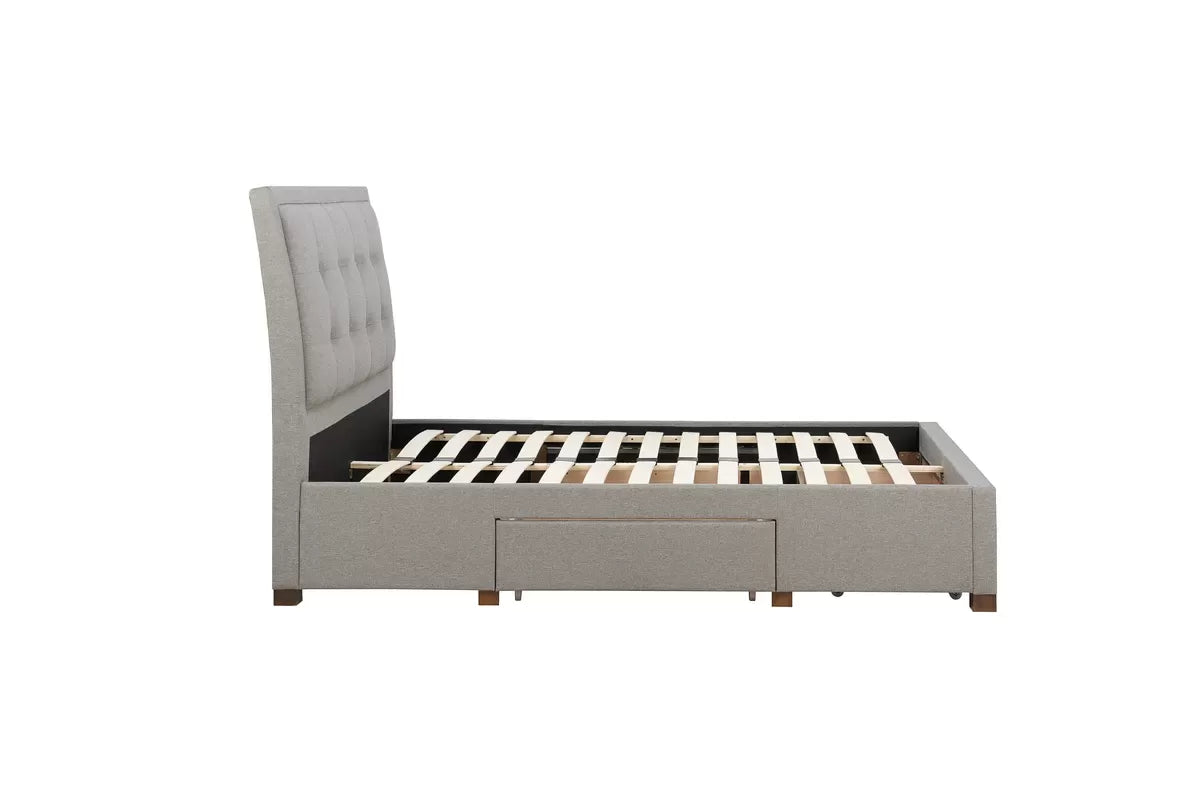 Shelby Grey Storage Double Bed + Heaven Double Mattress