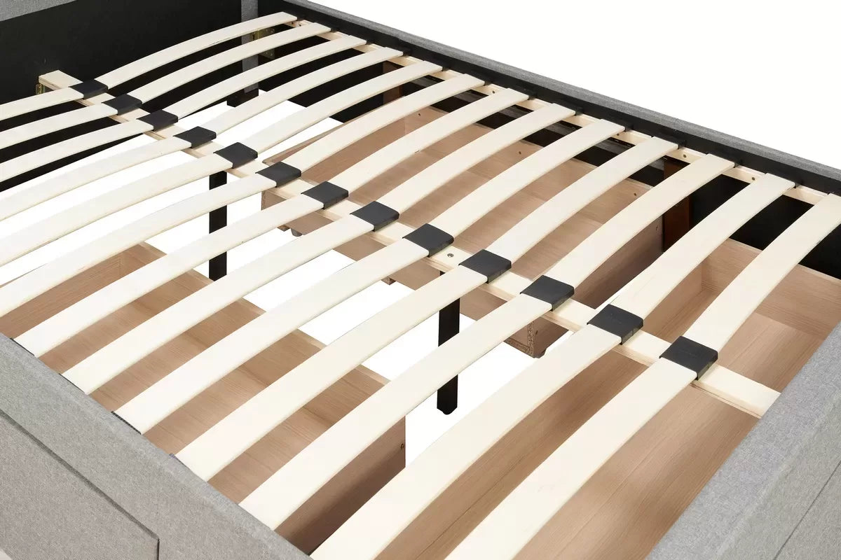 Shelby Grey Storage Double Bed + Heaven Double Mattress