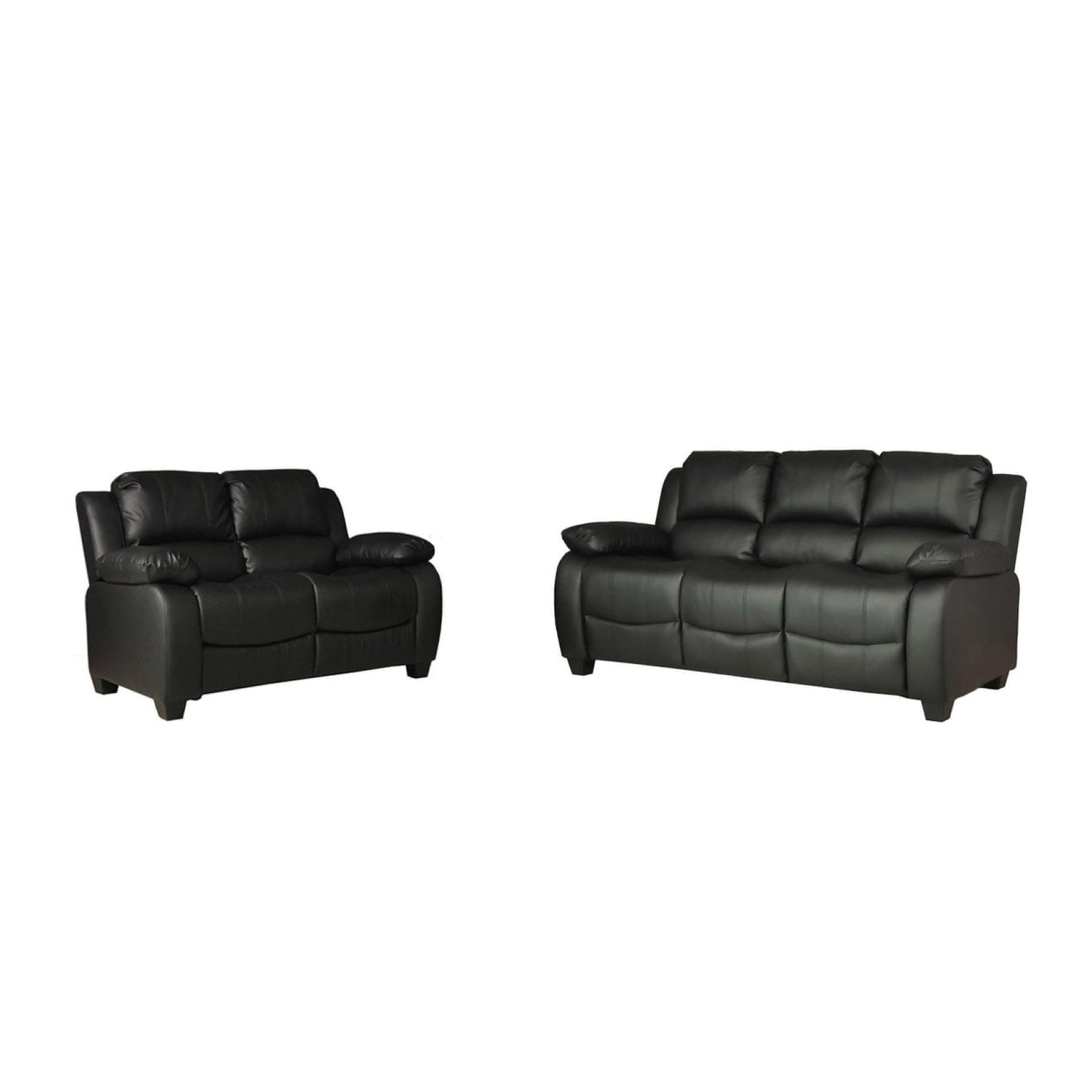 Valeria Black Leather 3+2 Seater Sofa Set
