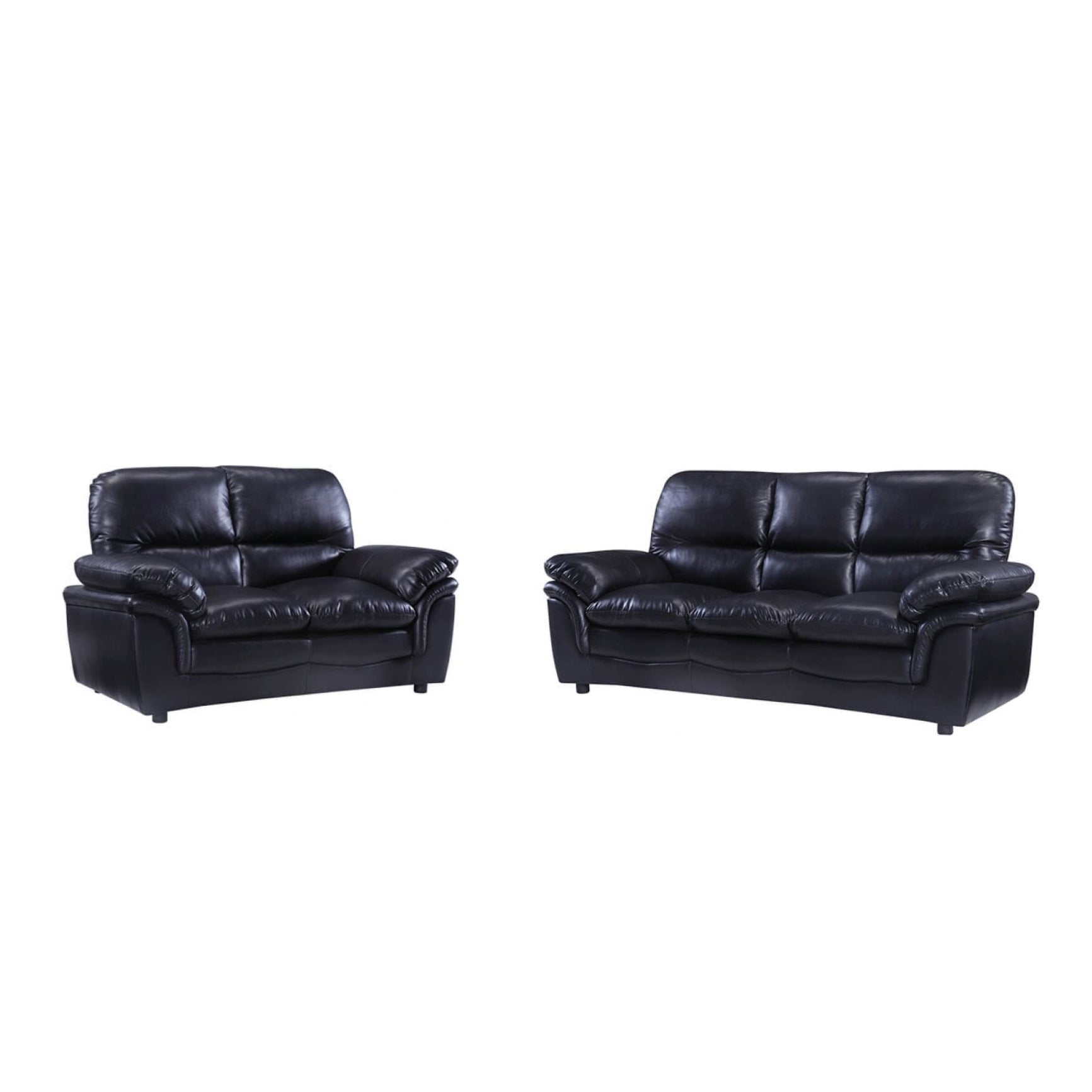Ferona Black Leather 3+2 Seater Sofa Set