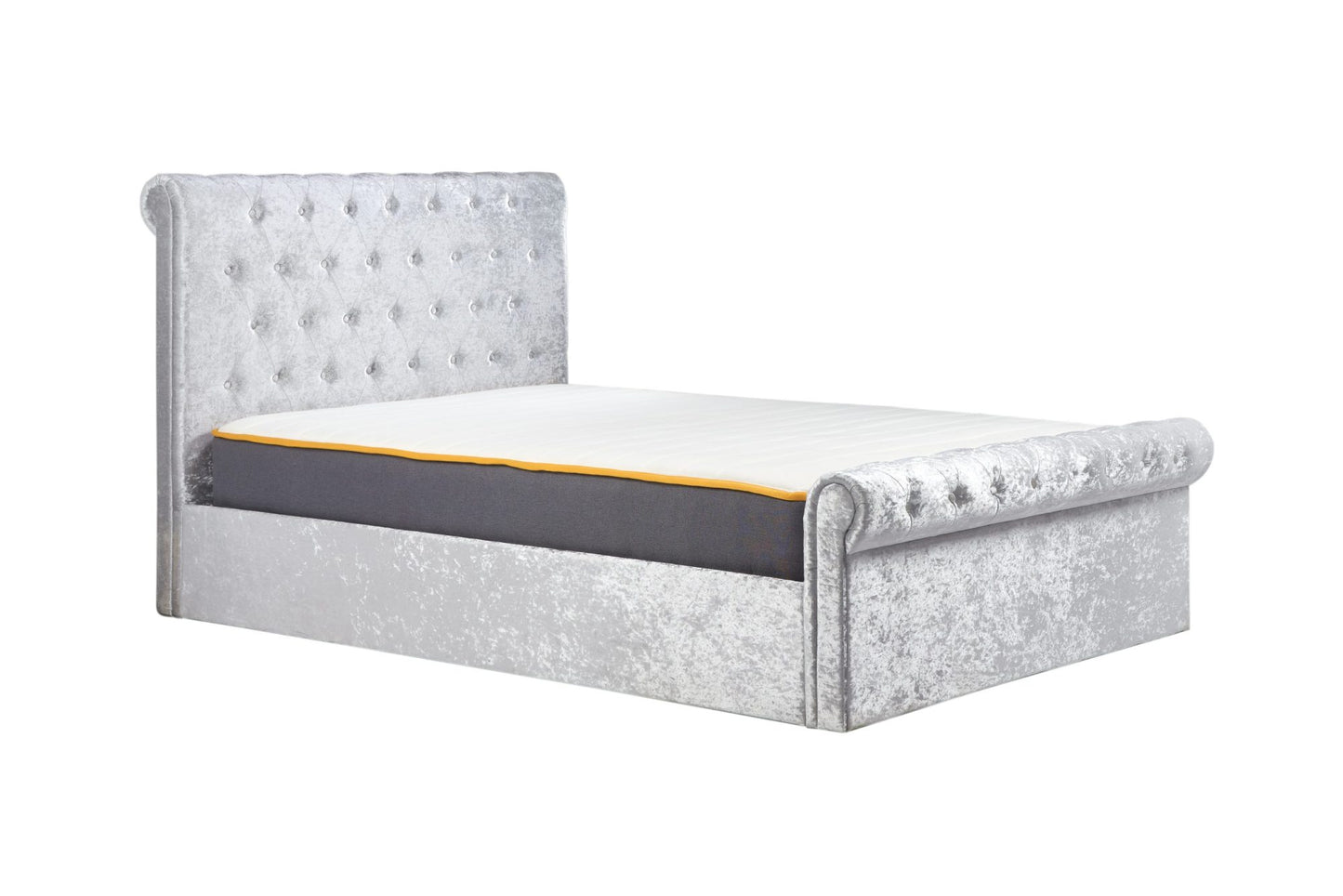 Zienna Side Ottoman Steel Crush Velvet King Bed