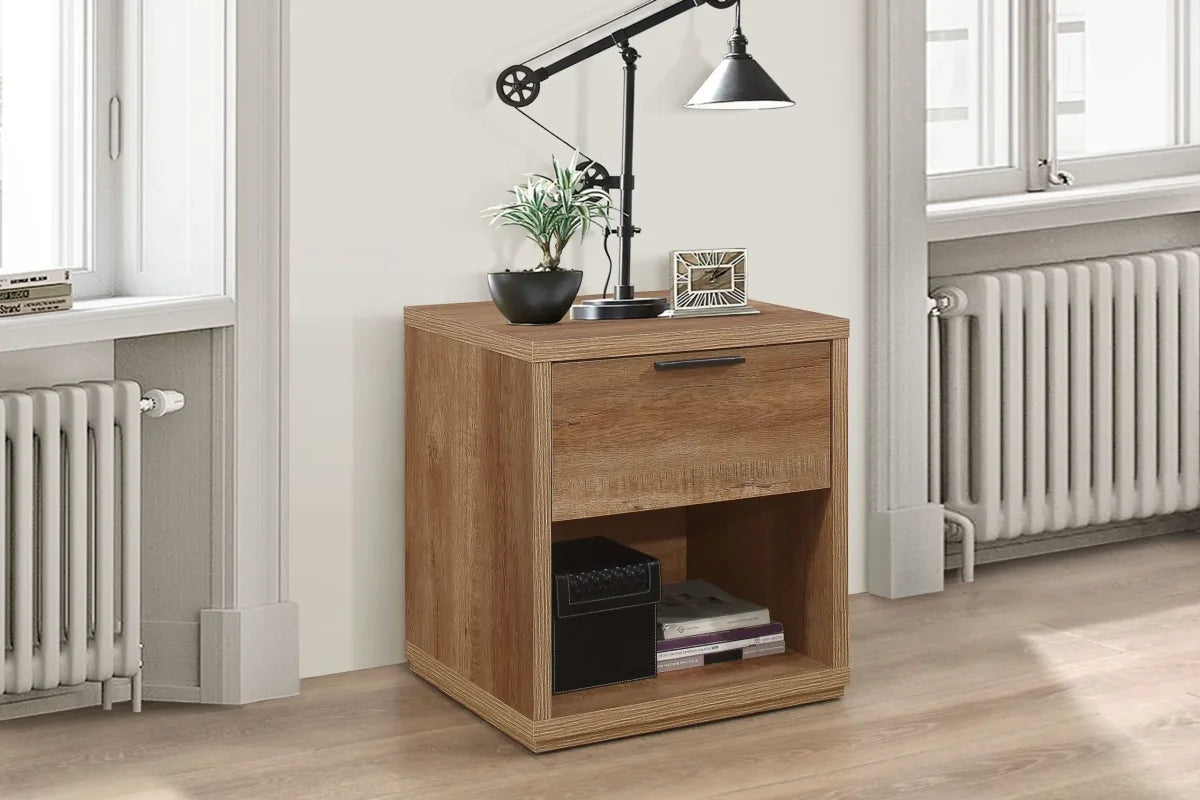 Stockwell Rustic Oak 1 Drawer Bedside
