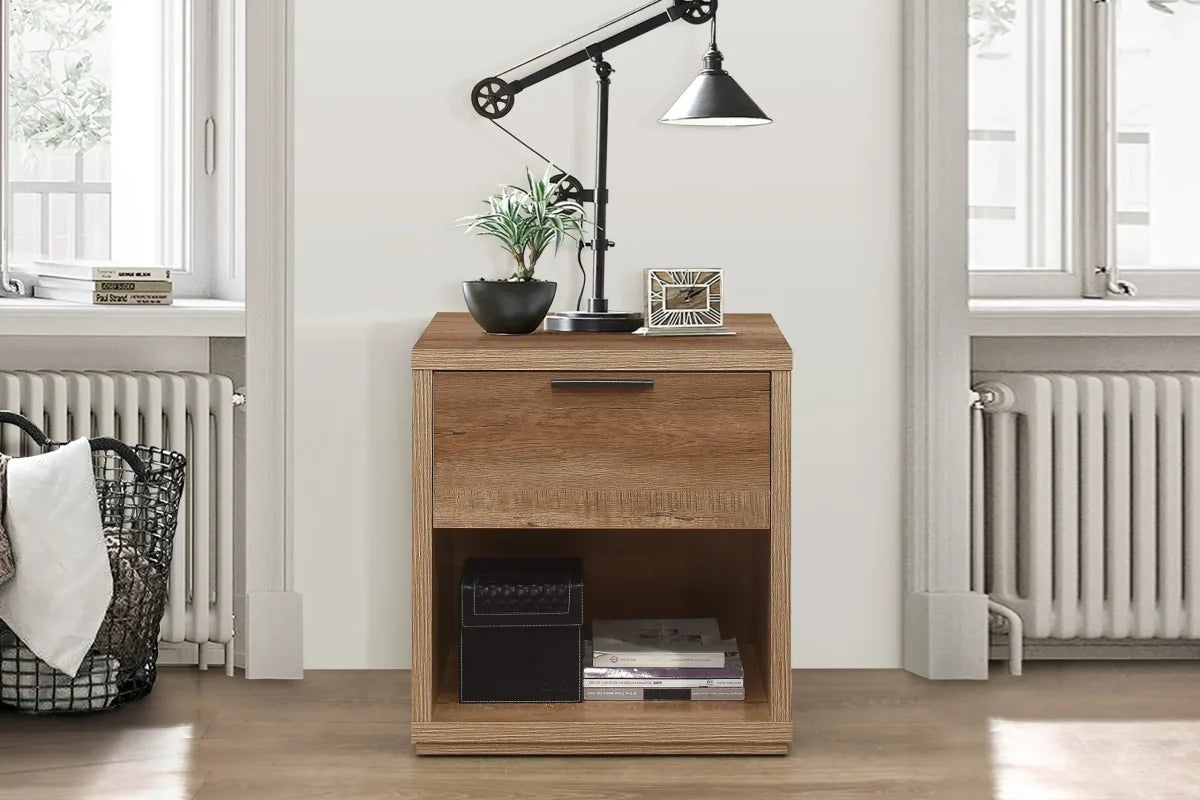 Stockwell Rustic Oak 1 Drawer Bedside