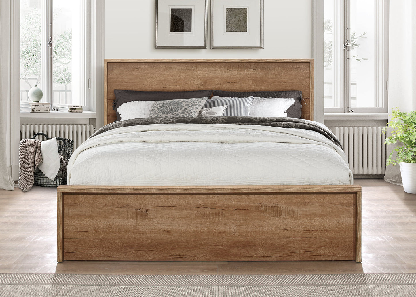 Stockwell Rustic Oak Double Bed + Comfort Double Mattress
