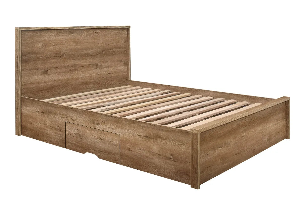 Stockwell Rustic Oak Double Bed + Comfort Double Mattress