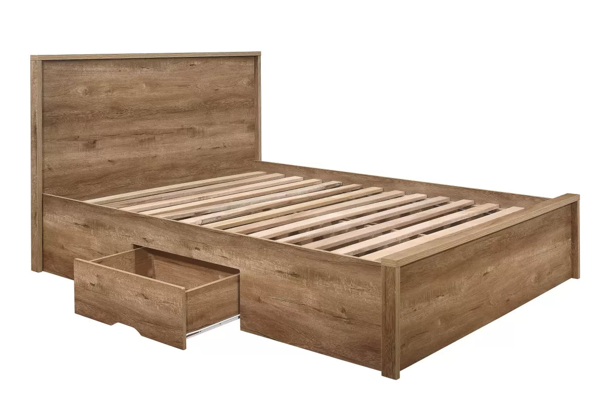 Stockwell Rustic Oak Double Bed + Comfort Double Mattress