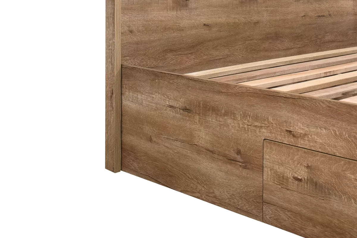 Stockwell Rustic Oak Double Bed + Comfort Double Mattress