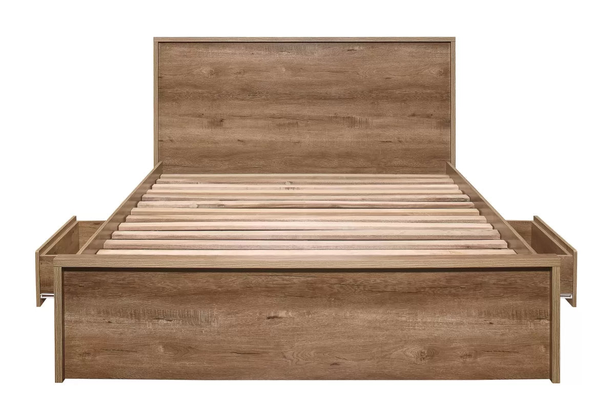 Stockwell Rustic Oak Double Bed + Comfort Double Mattress