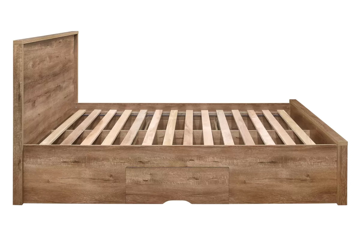 Stockwell Rustic Oak Double Bed + Comfort Double Mattress