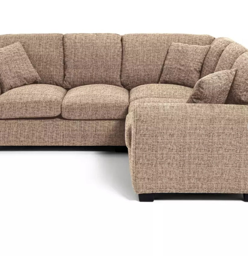 Lisbon Stone Flat Weave Fabric Corner Sofa