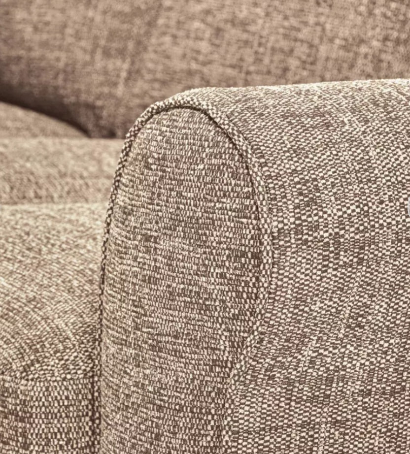 Lisbon Stone Flat Weave Fabric Corner Sofa