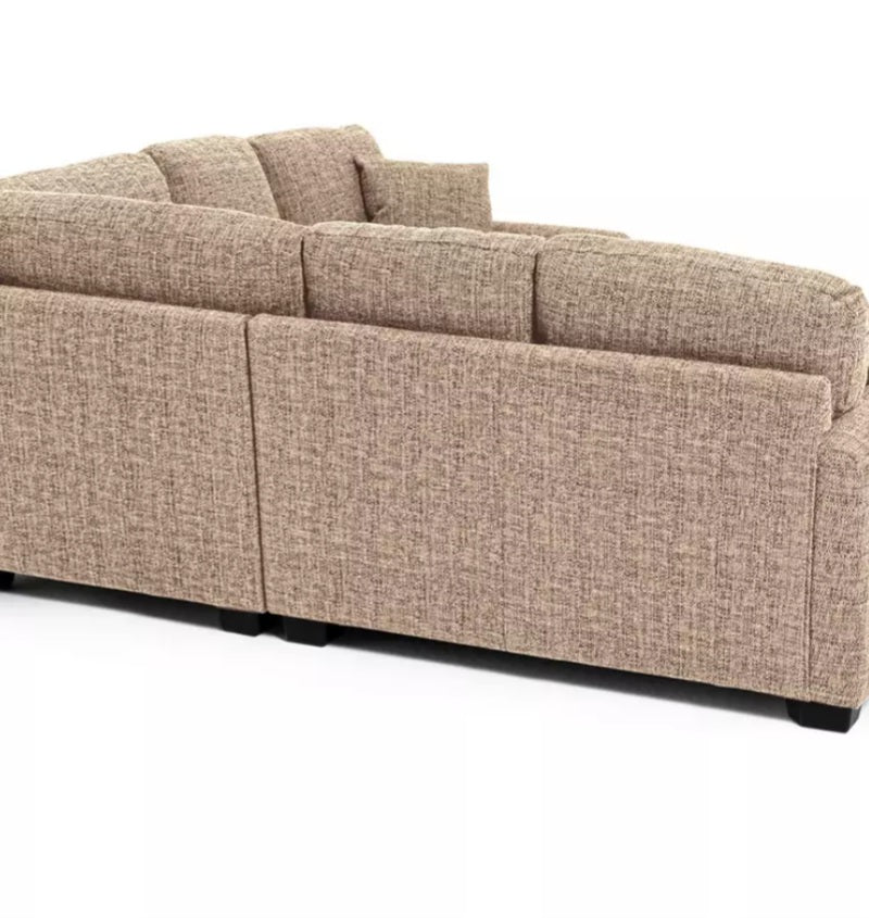 Lisbon Stone Flat Weave Fabric Corner Sofa