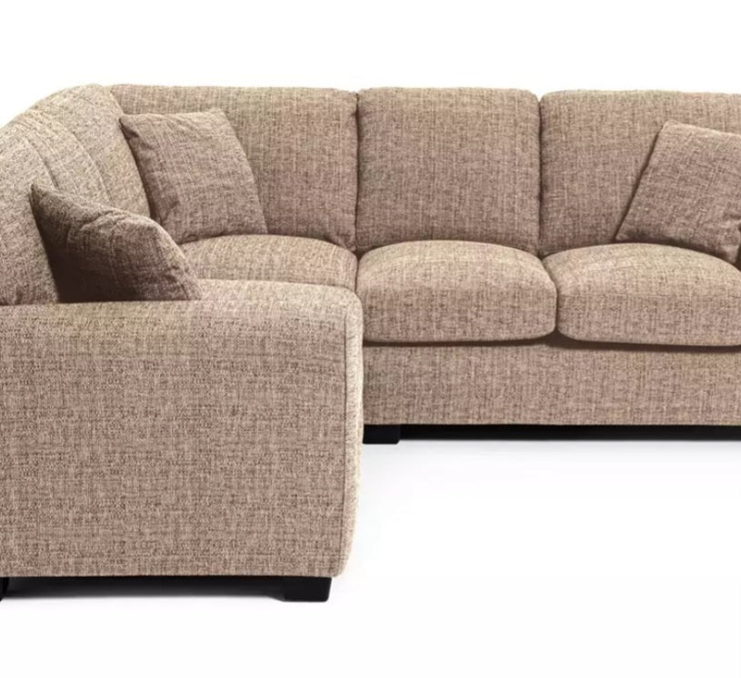 Lisbon Stone Flat Weave Fabric Corner Sofa