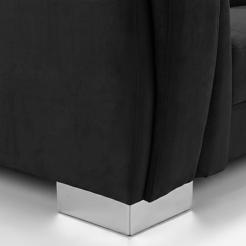Serona Black Fabric Full Back Corner Sofa