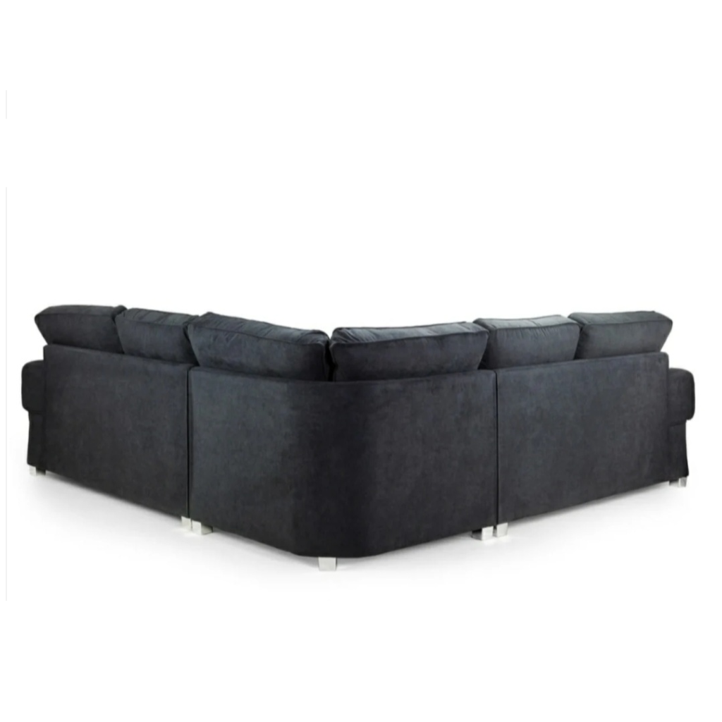 Serona Black Fabric Scatter Cushions Corner Sofa