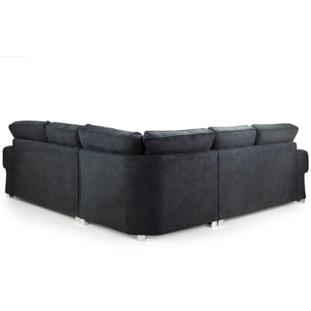 Serona Black Fabric Full Back Corner Sofa