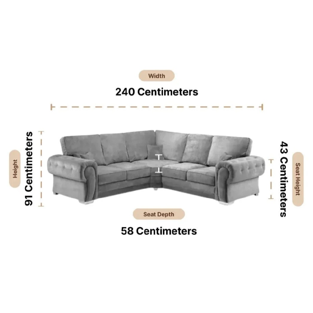 Serona Grey Fabric Full Back Corner Sofa