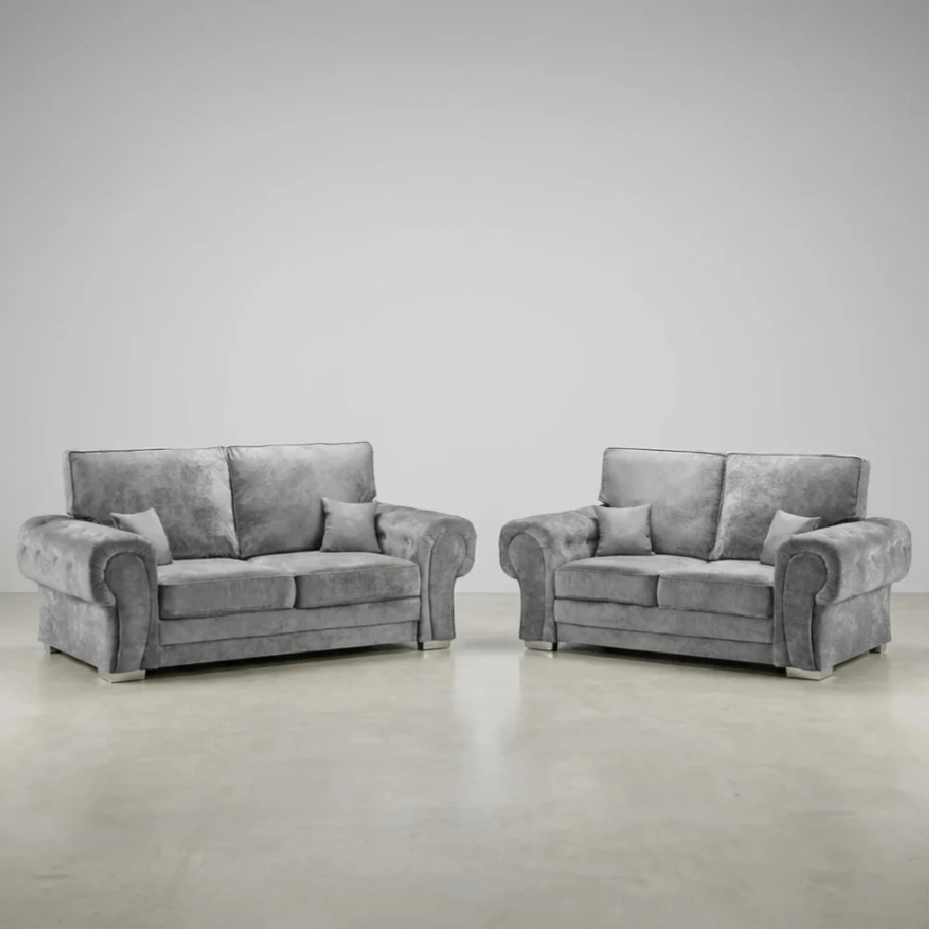 Serona Grey Fabric High Back 3+2 Sofa Set
