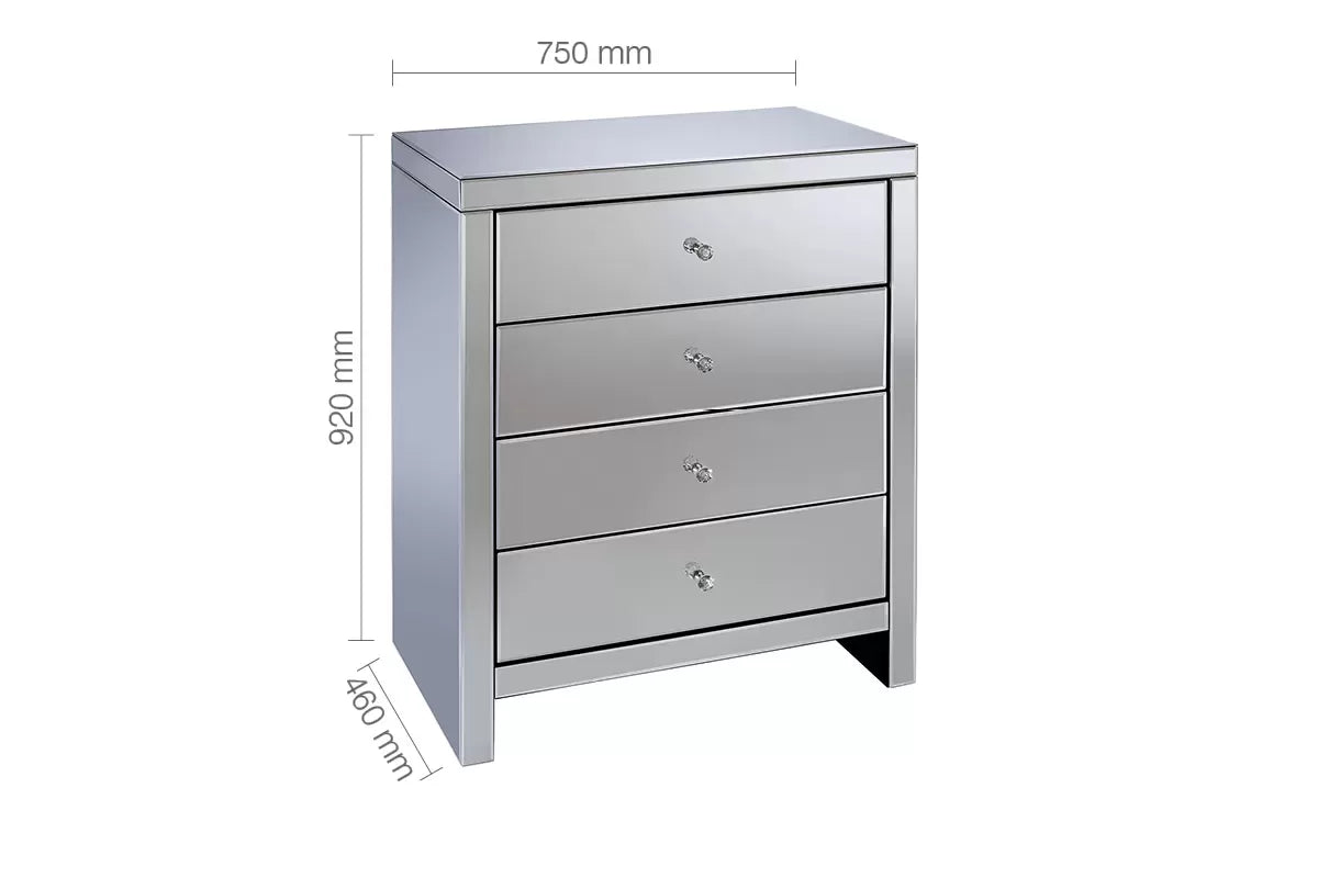 Seville Mirrored 4 Drawer Chest