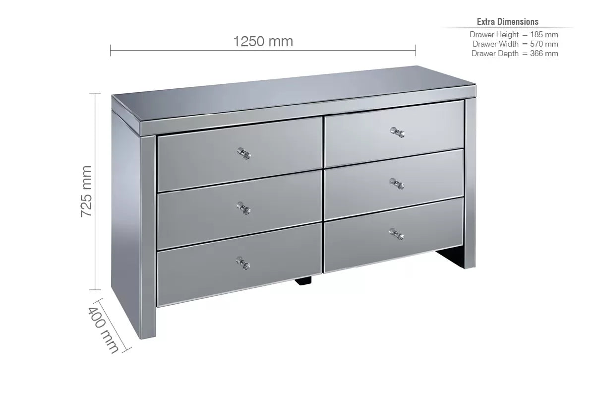 Seville Mirrored 6 Drawer Chest
