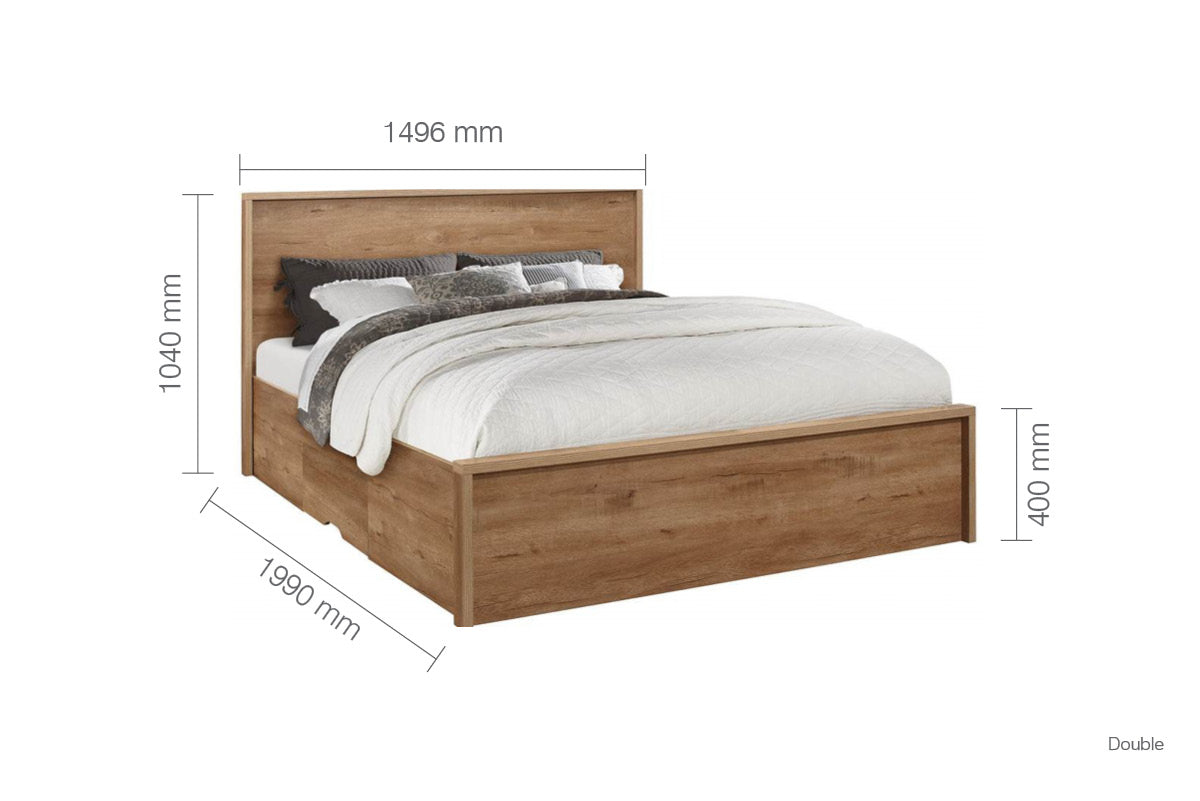 Stockwell Rustic Oak Double Bed + Comfort Double Mattress