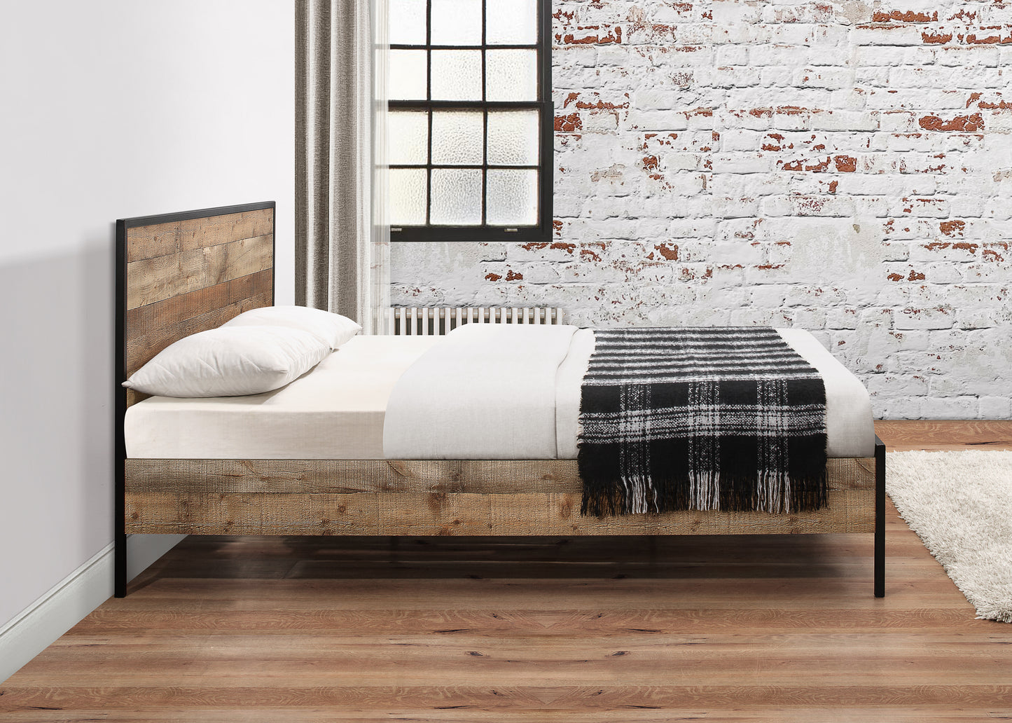 Urban Rustic Double Bed + Comfort Double Mattress