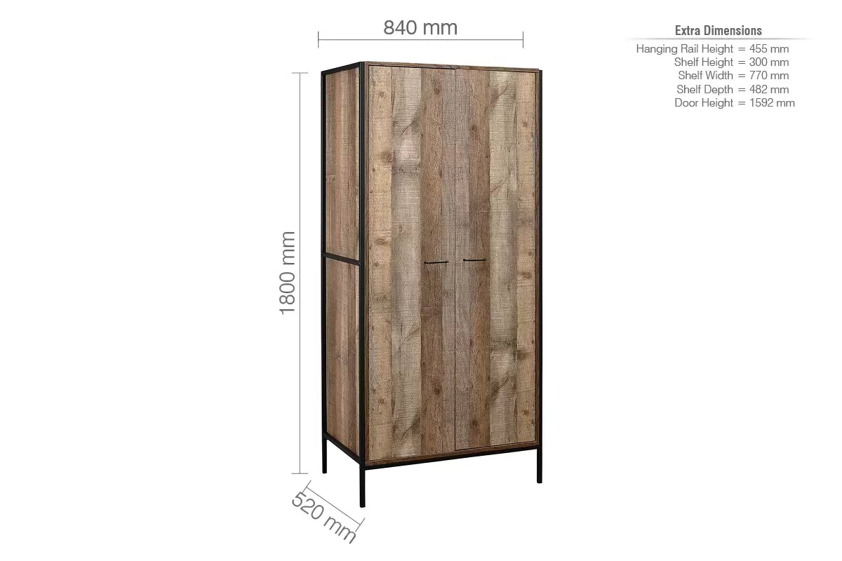 Urban Rustic 2 Door Wardrobe