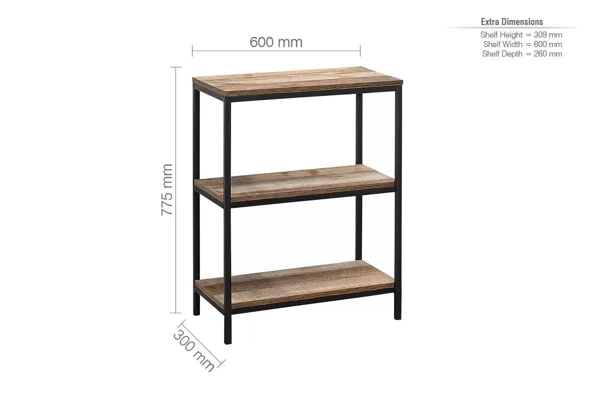 Urban Rustic 3 Tier Bookcase Rustic