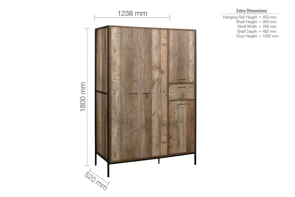 Urban Rustic 4 Door Wardrobe