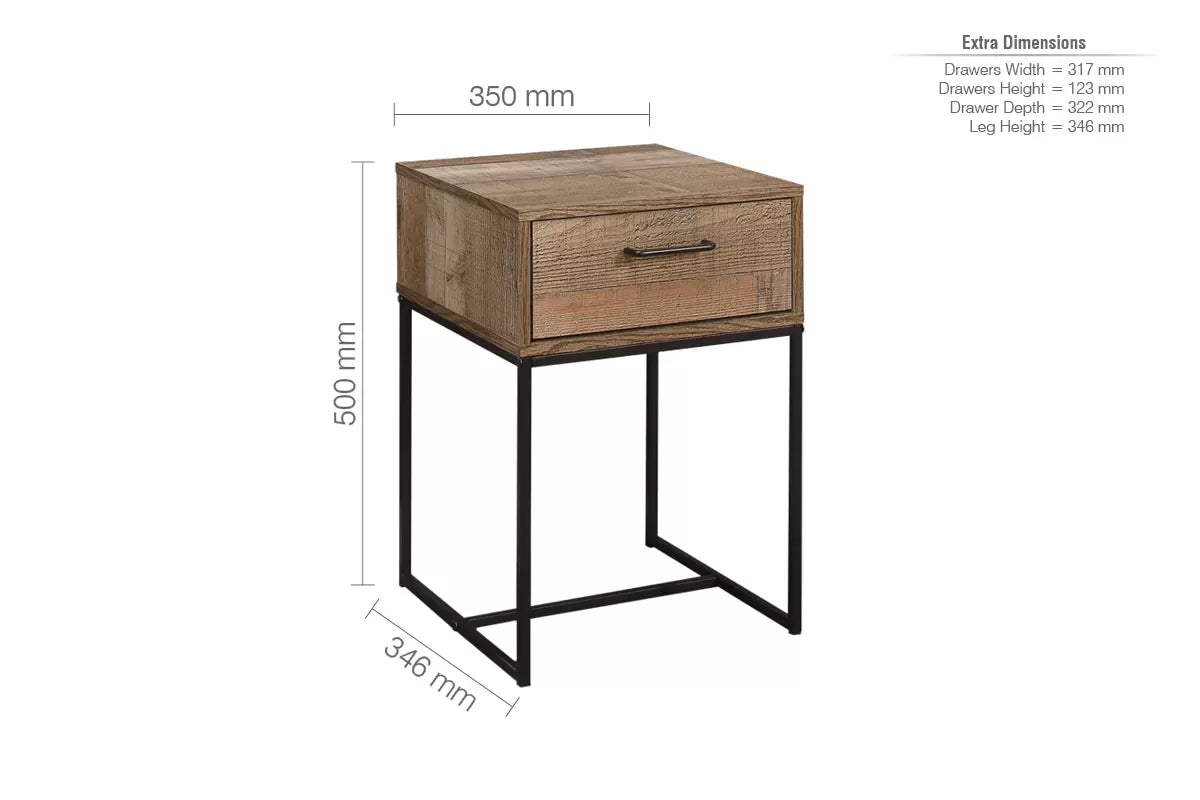Urban Rustic 1 Drawer Narrow Bedside