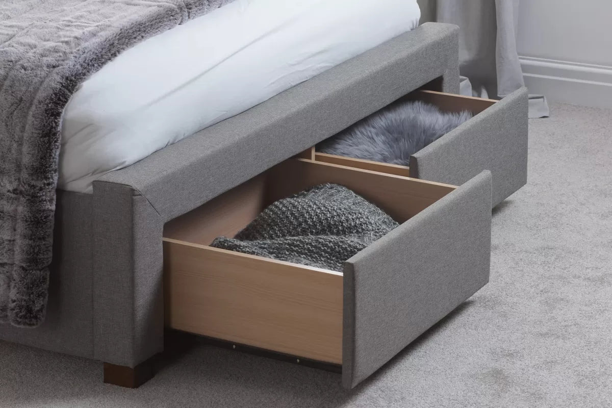 Valentino Grey Storage Double Bed + Bliss Double Mattress