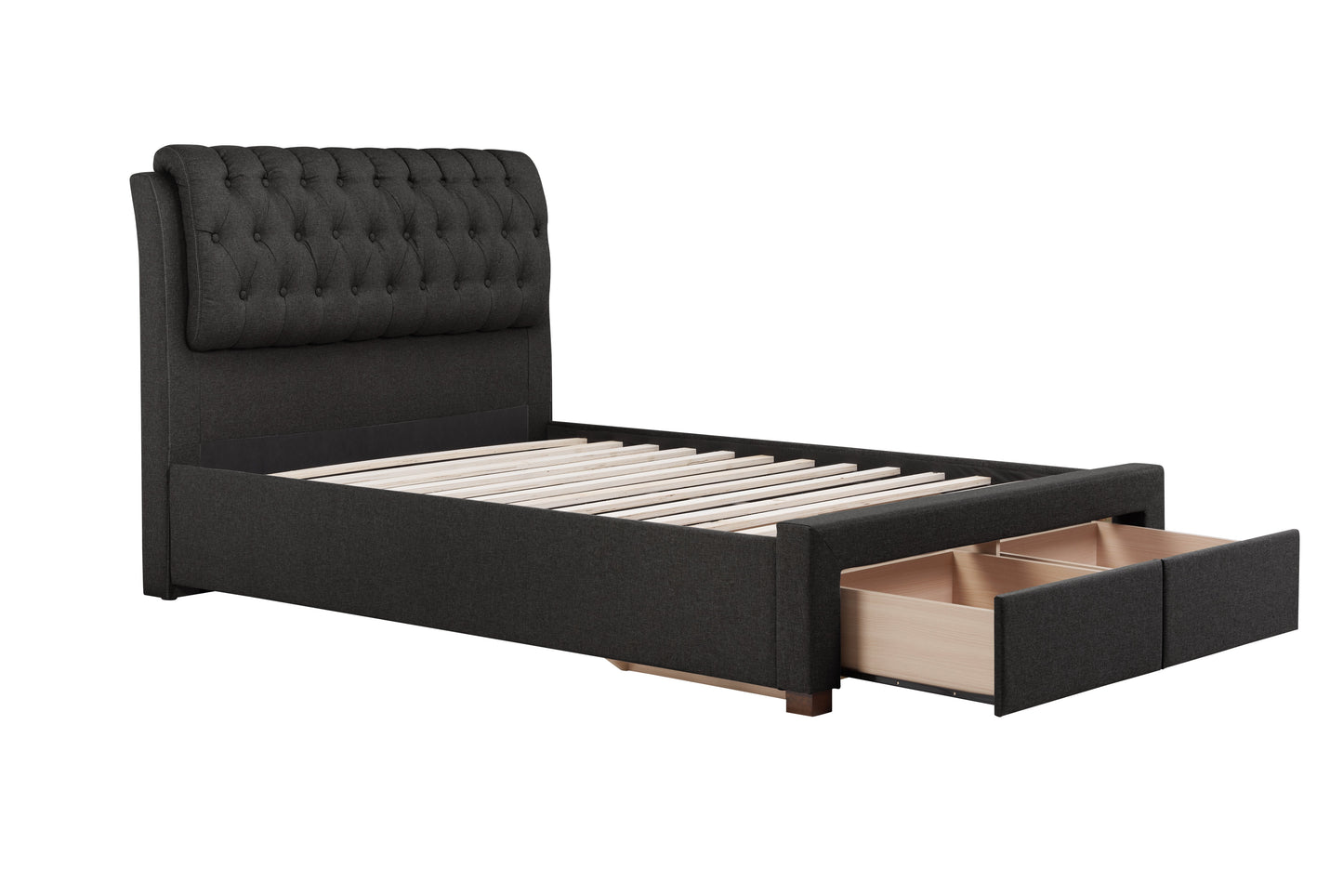 Valentino Charcoal Storage Double Bed + Bliss Double Mattress