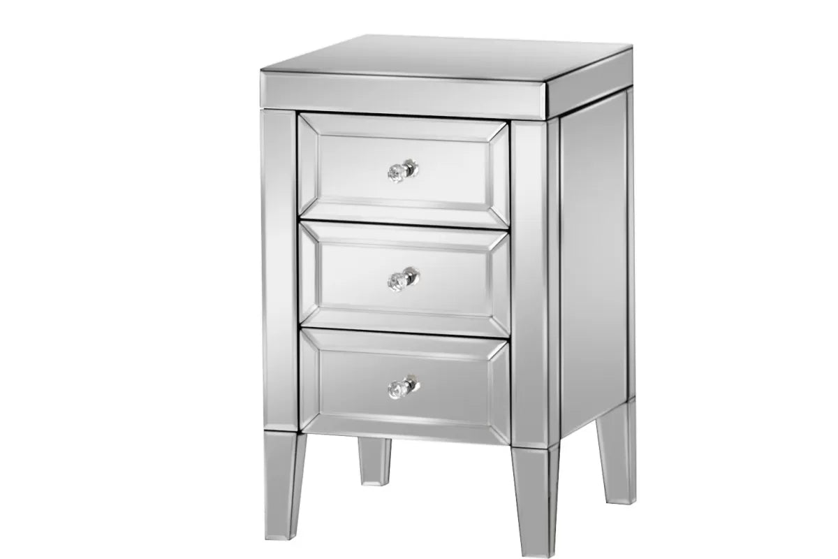 Valencia Mirrored 3 Drawer Bedside