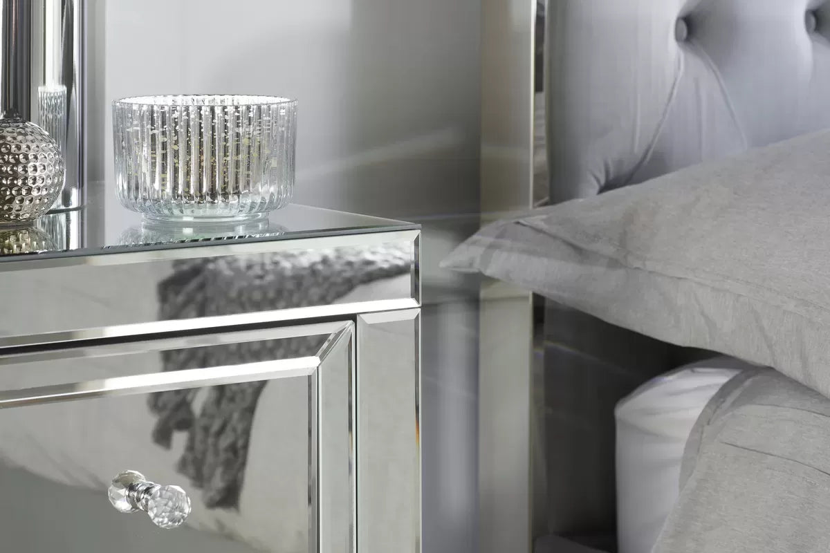 Valencia Mirrored 3 Drawer Bedside