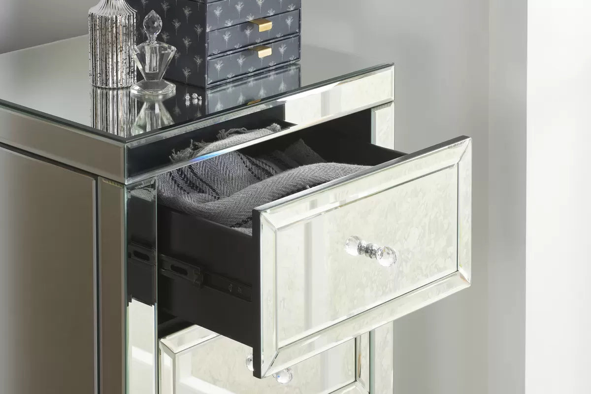 Valencia Mirrored 5 Drawer Narrow Chest