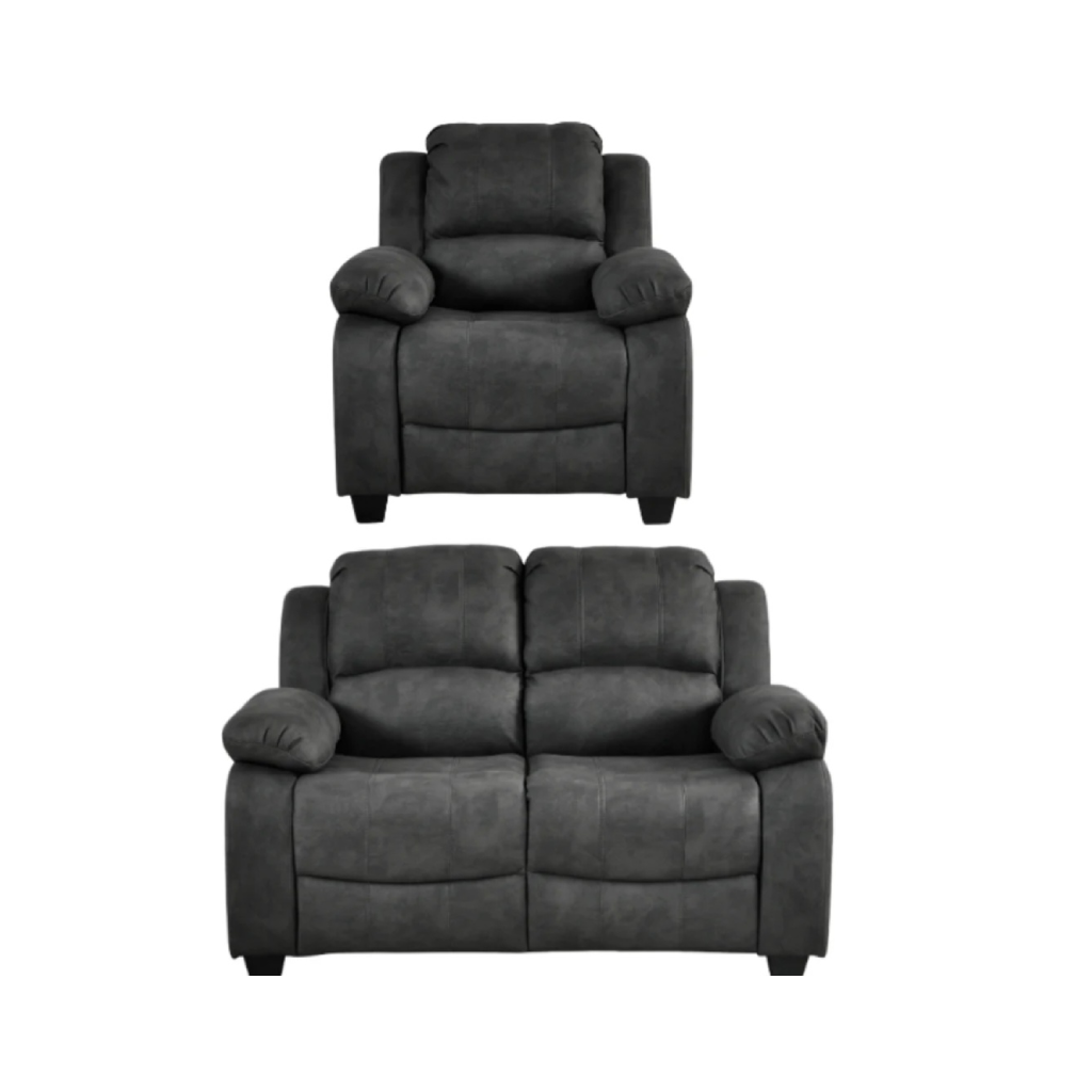 Valeria Charcoal Fabric 2 + 1 Sofa Set