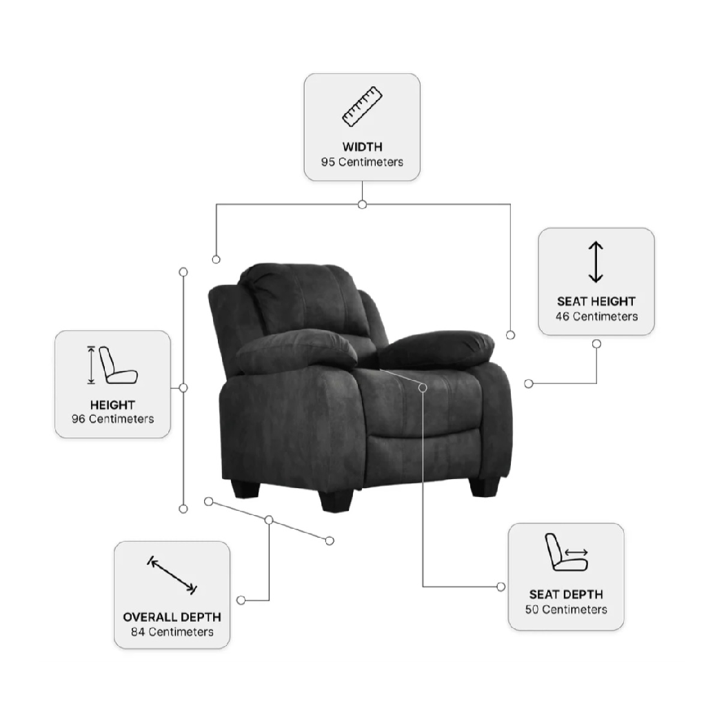 Valeria Charcoal Fabric 3 + 2 + 1 Seater Sofa Set.
