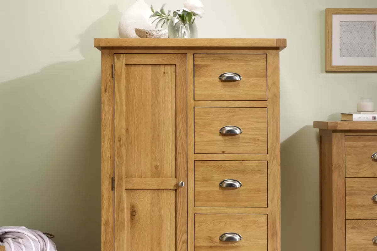Woburn Oak 1 Door 5 Drawer Wardrobe