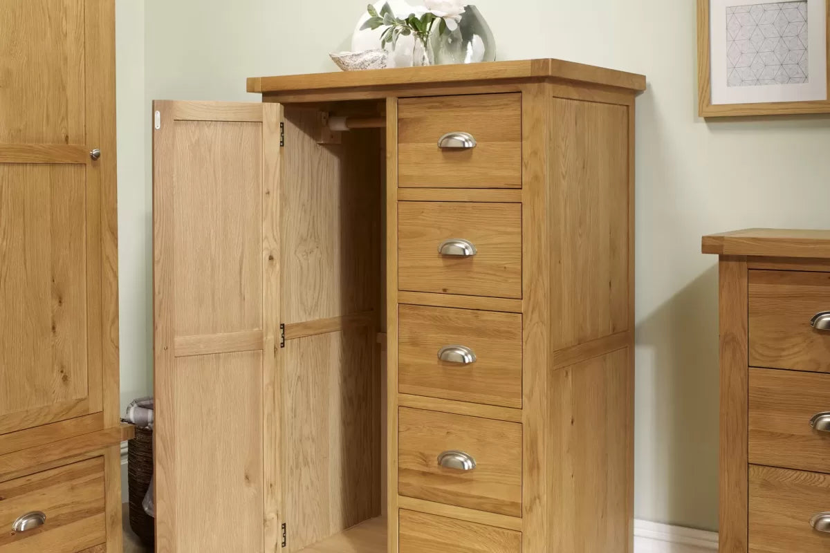 Woburn Oak 1 Door 5 Drawer Wardrobe